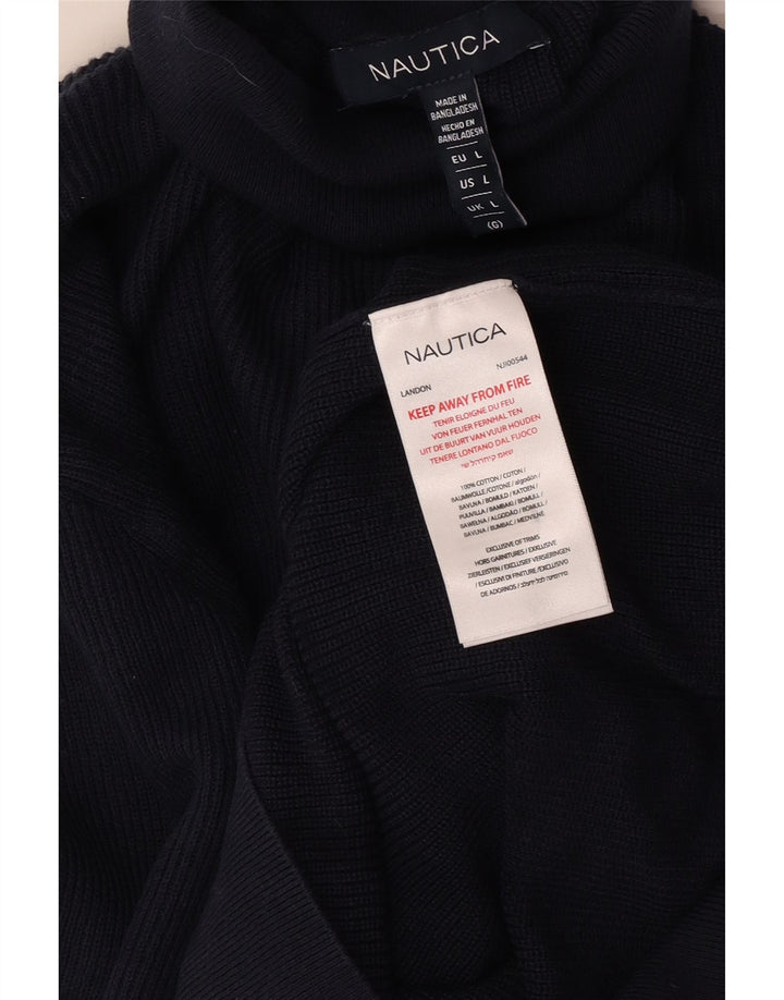Maglione da uomo Nautica con collo alto, grande cotone blu navy