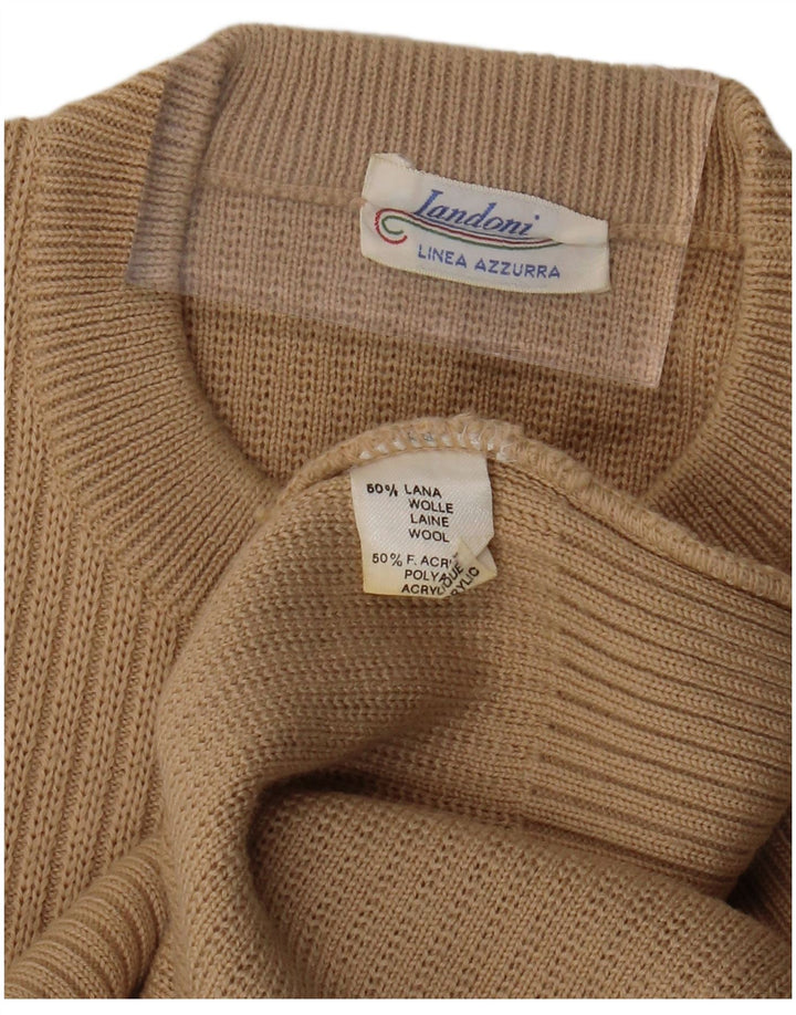 Maglione maglione girocollo da donna VINTAGE UK 16 grande lana beige