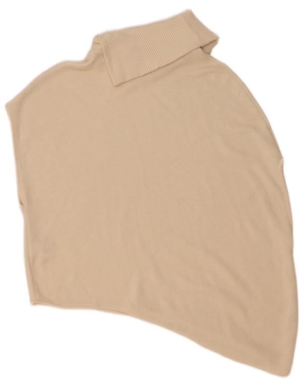 Maglione poncho asimmetrico da donna Zara UK 10 piccolo in viscosa bianco sporco