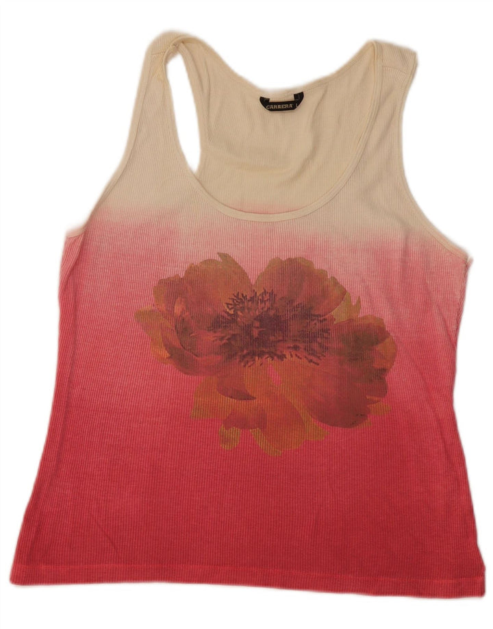 CARRERA Womens Graphic Vest Top UK 14 Large Pink Colourblock Vintage Carrera and Second-Hand Carrera from Messina Hembry 