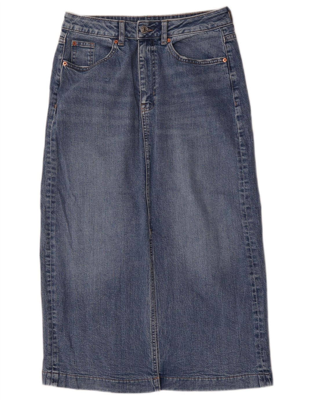 Gonna longuette in denim regolare da donna Marks & Spencer UK 10 piccola W30 blu