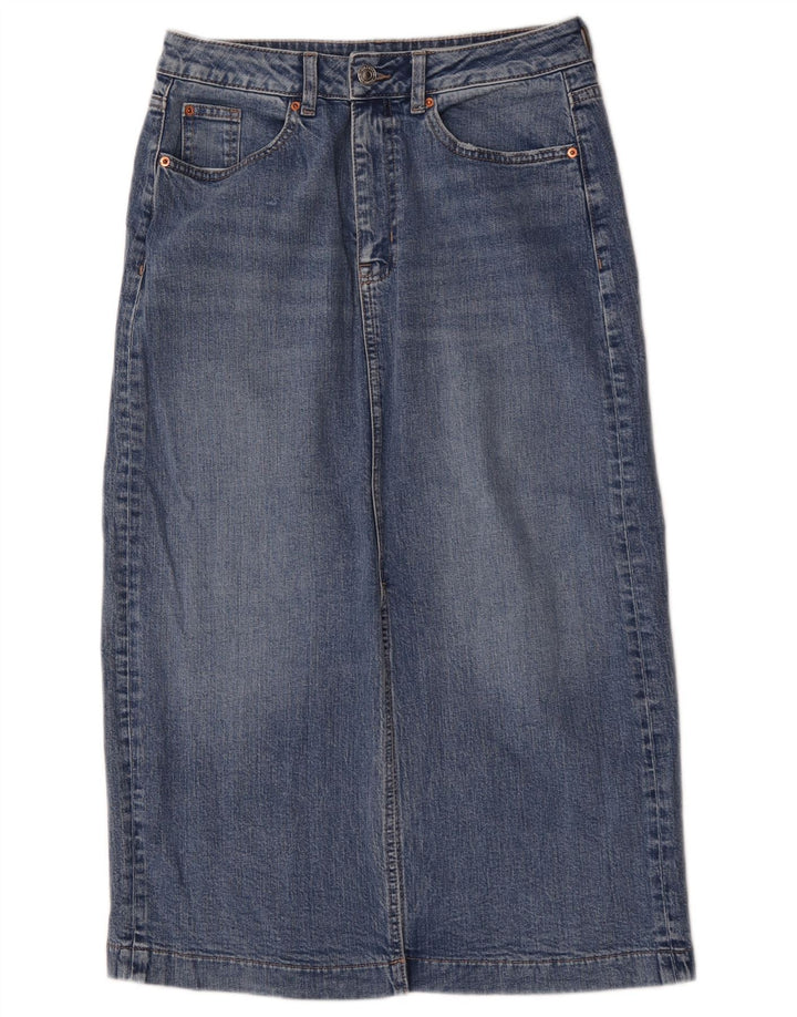 Gonna longuette in denim regolare da donna Marks & Spencer UK 10 piccola W30 blu