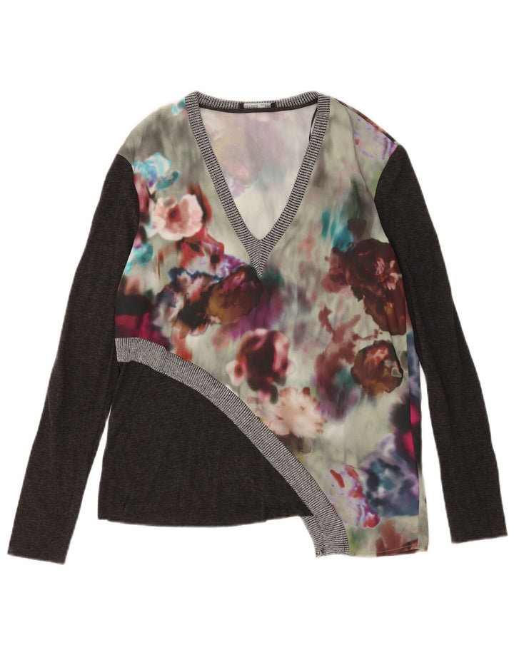 Top asimmetrico da donna Zara a maniche lunghe UK 10 piccolo floreale multicolore