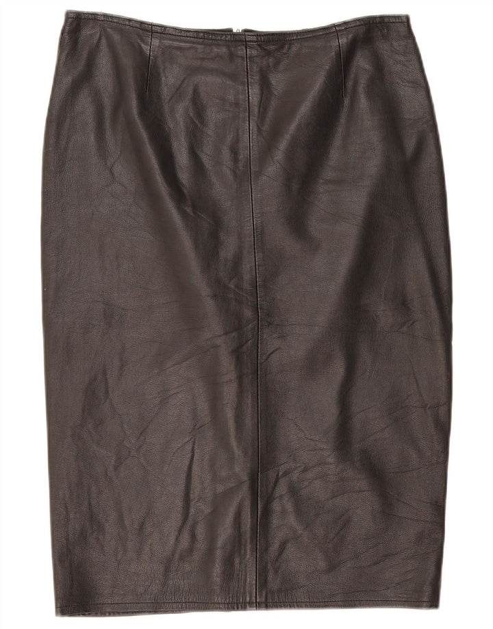 Gonna in pelle vintage da donna W32 grande nera