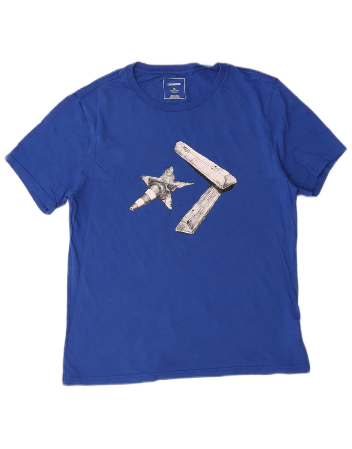 T-shirt grafica da uomo Converse Top in cotone blu medio