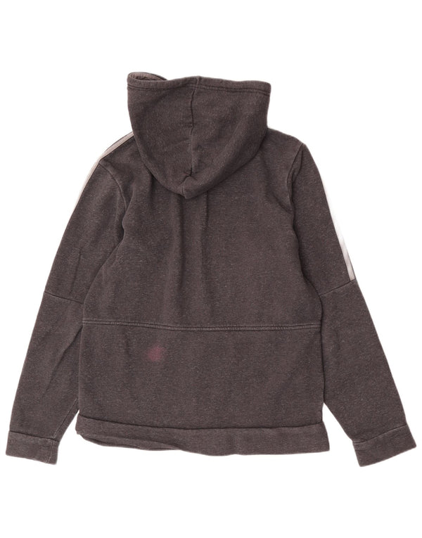 Maglione con cappuccio e zip Adidas da uomo in cotone grigio medio