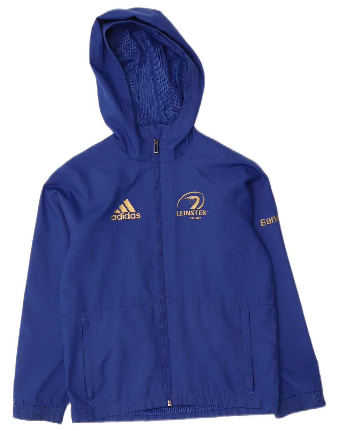 Giacca antipioggia con cappuccio Adidas Leinster Rugby da ragazzo 7-8 anni in poliestere blu