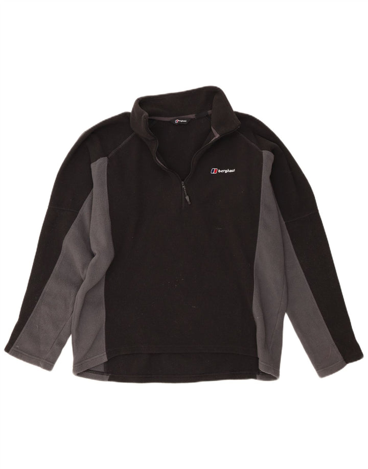Maglione in pile da uomo Berghaus con zip e collo, grande, in poliestere color block nero