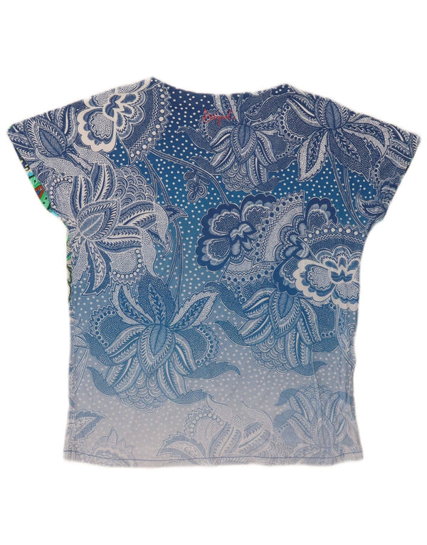 Desigual T-shirt da donna Top UK 10 Small Blue Floral