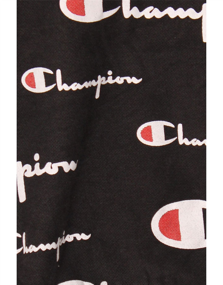 CHAMPION Maglione con cappuccio grafico a trama inversa da uomo piccolo in cotone nero
