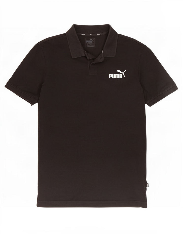 Polo Puma da uomo piccola in cotone nero