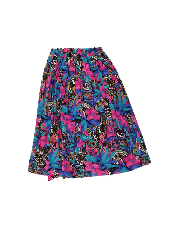 VINTAGE Womens Pleated A-Line Skirt EU 38 Medium W30  Multicoloured Floral