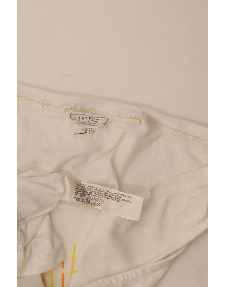 Canottiera grafica da donna Fat Face UK 12 Cotone bianco medio