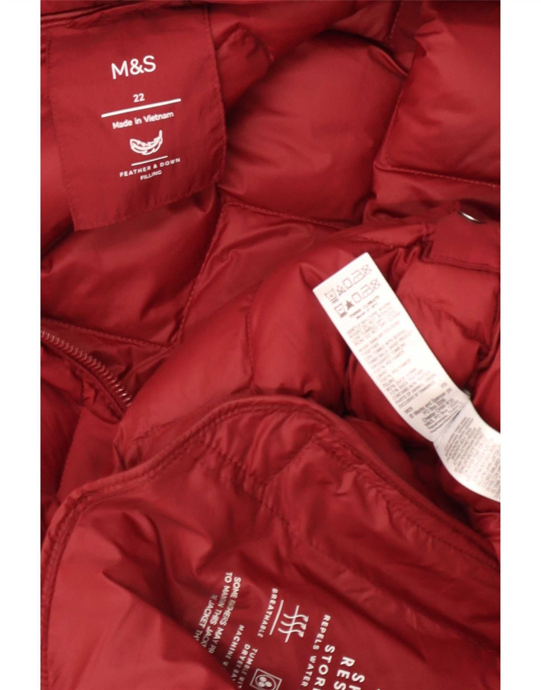 Cappotto imbottito con cappuccio da donna Marks & Spencer UK 22 3XL rosso poliammide