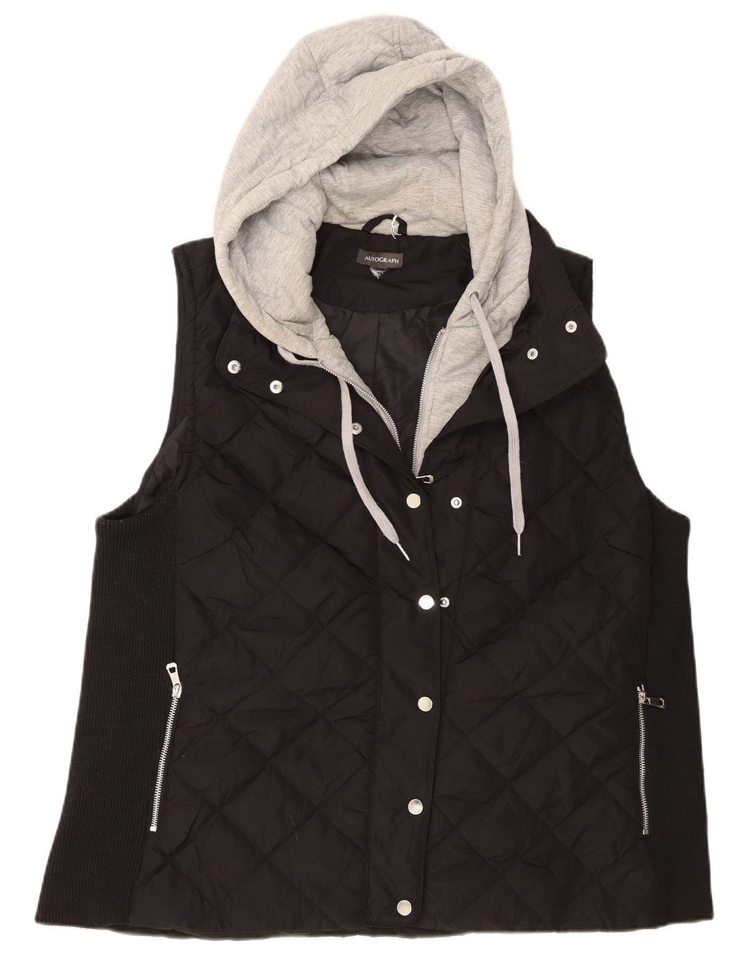 Gilet trapuntato con cappuccio da donna Marks & Spencer UK 18 XL poliestere nero