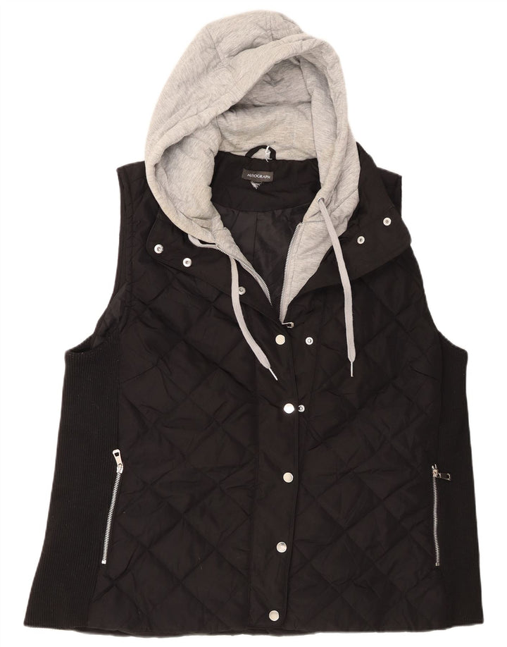 Gilet trapuntato con cappuccio da donna Marks & Spencer UK 18 XL poliestere nero