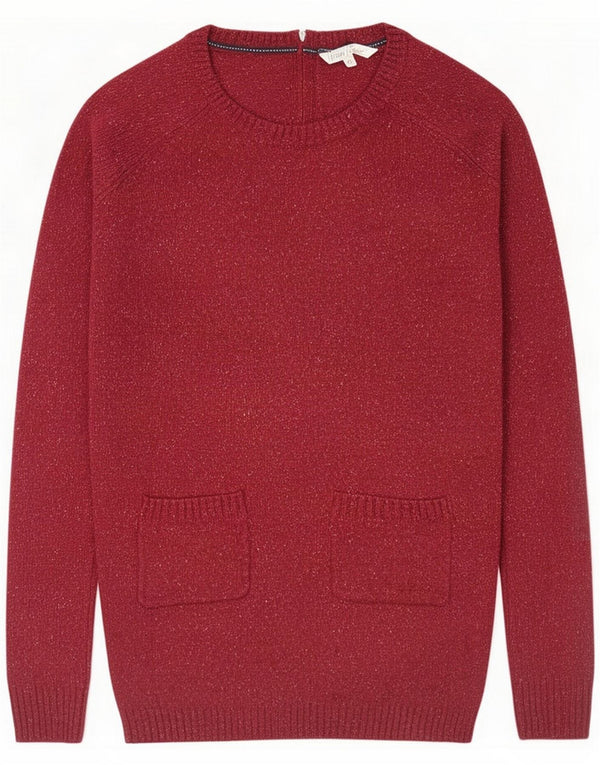 Fat Face Maglione da donna con scollo a barchetta UK 10 piccolo bordeaux chiazzato