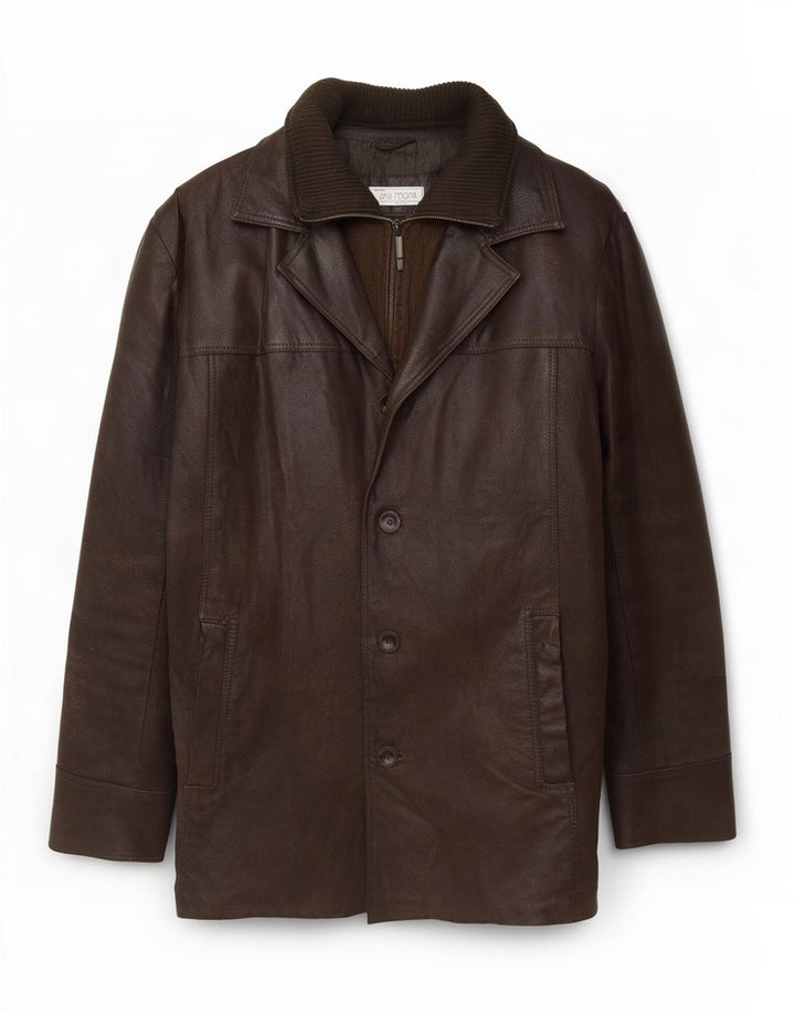 Giacca in pelle da uomo Bata IT 54 2XL Marrone