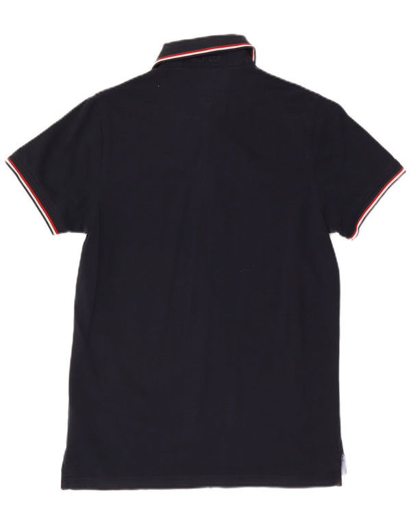 Polo da uomo slim fit Tommy Hilfiger in cotone a righe medie blu navy