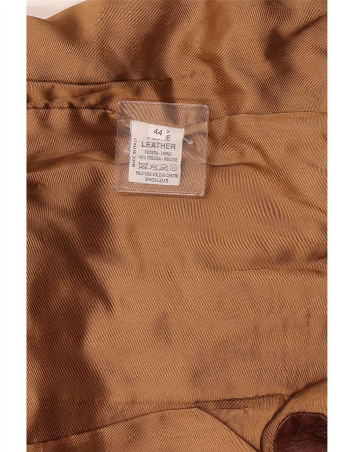 Giacca in pelle da donna vintage IT 44 in pelle marrone medio