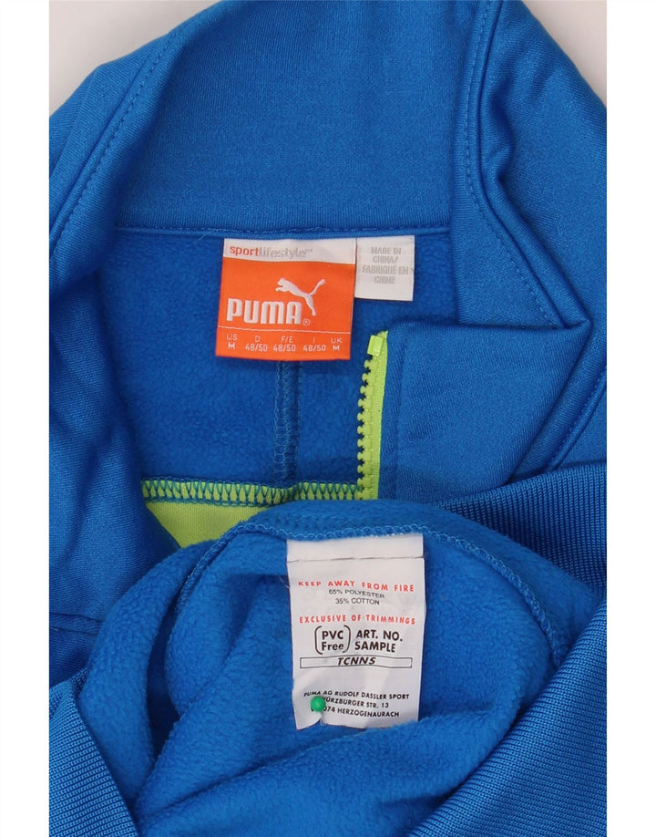 PUMA Felpa con collo con zip da uomo Maglione blu medio in poliestere