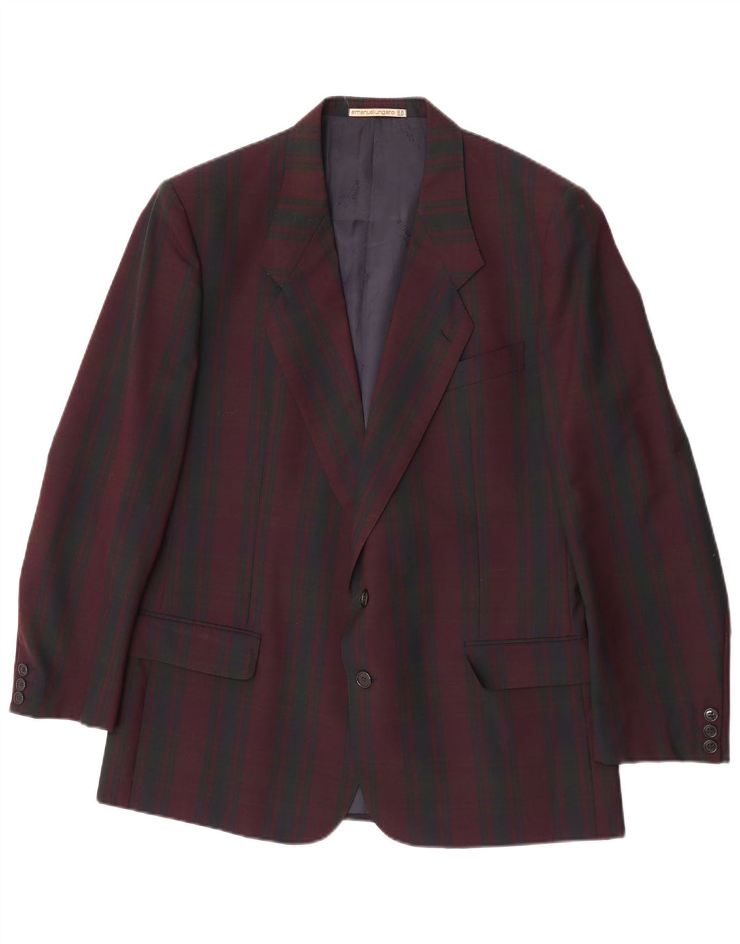 Giacca blazer da uomo a 2 bottoni Emanuel Ungaro UK 38 quadri bordeaux medio