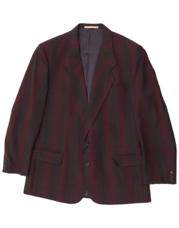 Giacca blazer da uomo a 2 bottoni Emanuel Ungaro UK 38 quadri bordeaux medio
