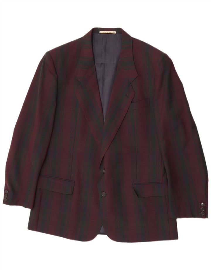 Giacca blazer da uomo a 2 bottoni Emanuel Ungaro UK 38 quadri bordeaux medio