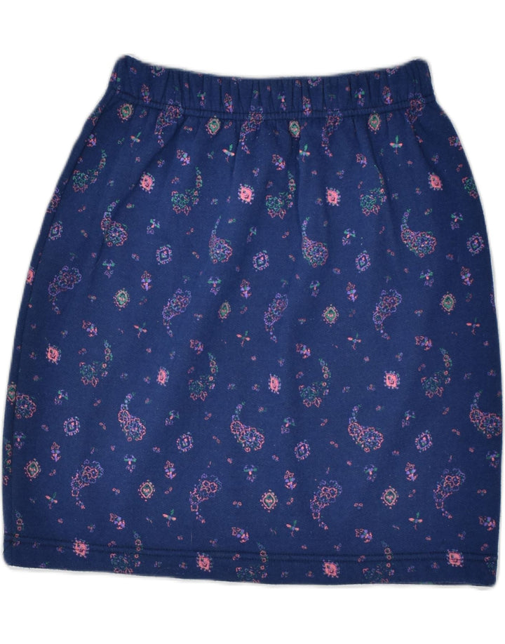VINTAGE Womens Mini Skirt UK 10 Small  Navy Blue Floral | Vintage | Thrift | Second-Hand | Used Clothing | Messina Hembry 