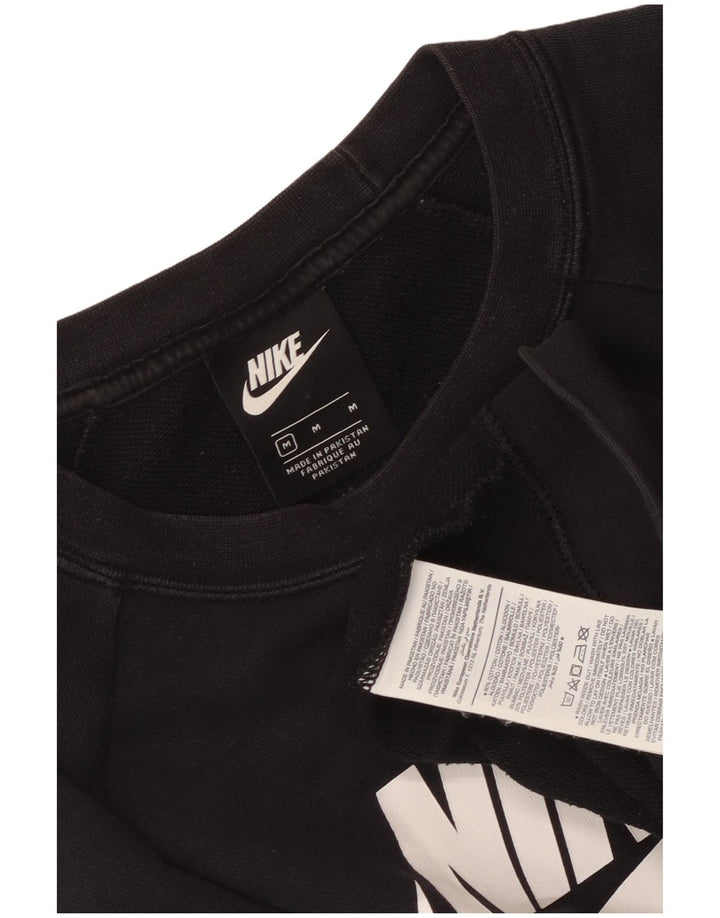 Felpa con grafica Nike da donna, maglione UK 14, cotone nero medio
