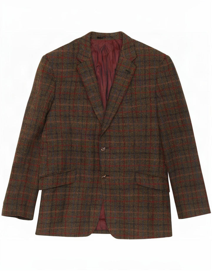 Giacca blazer vintage da uomo a 2 bottoni UK 48 4XL viscosa a quadri multicolore