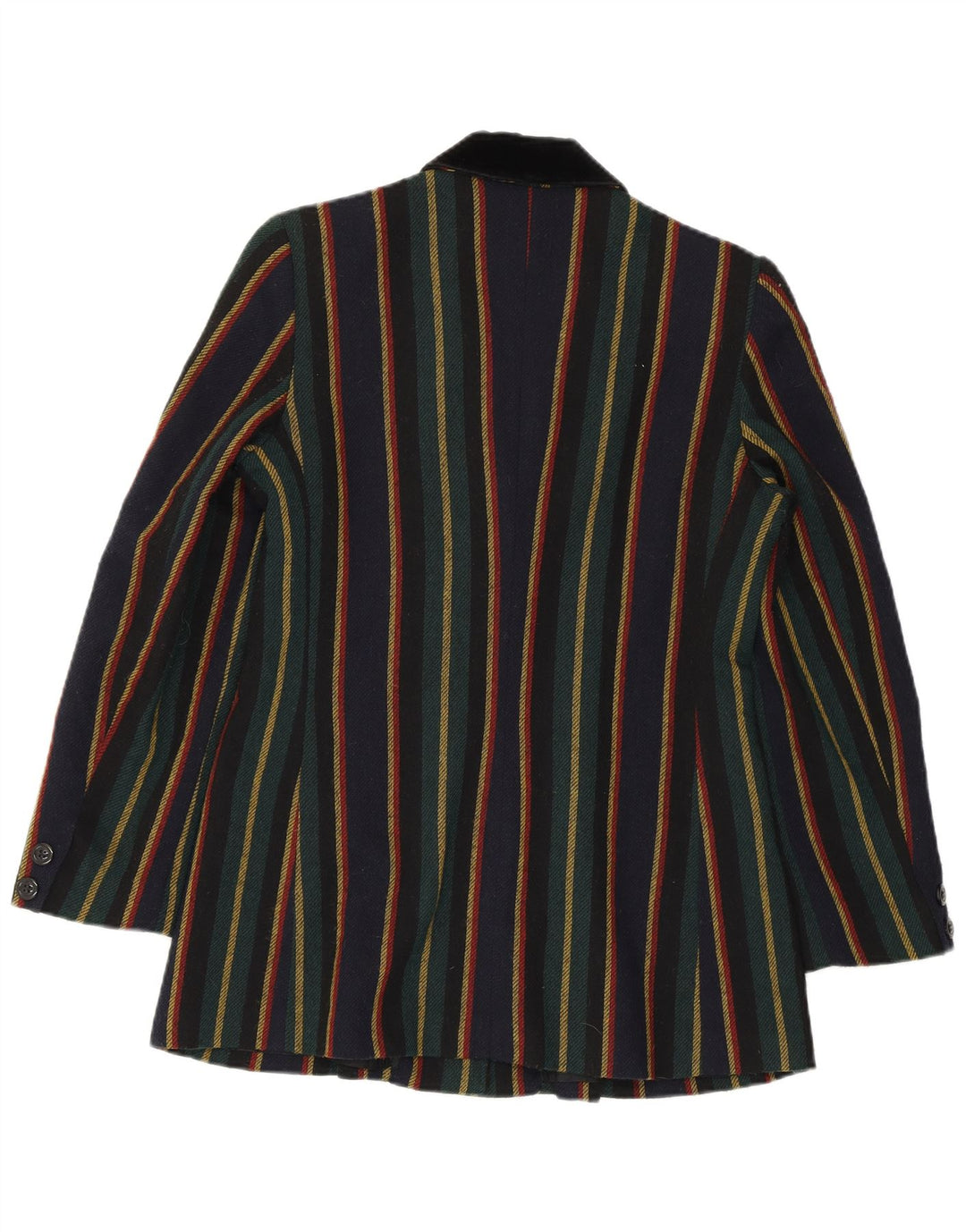 Giacca blazer da donna a 2 bottoni VINTAGE UK 10 piccola a righe multicolore