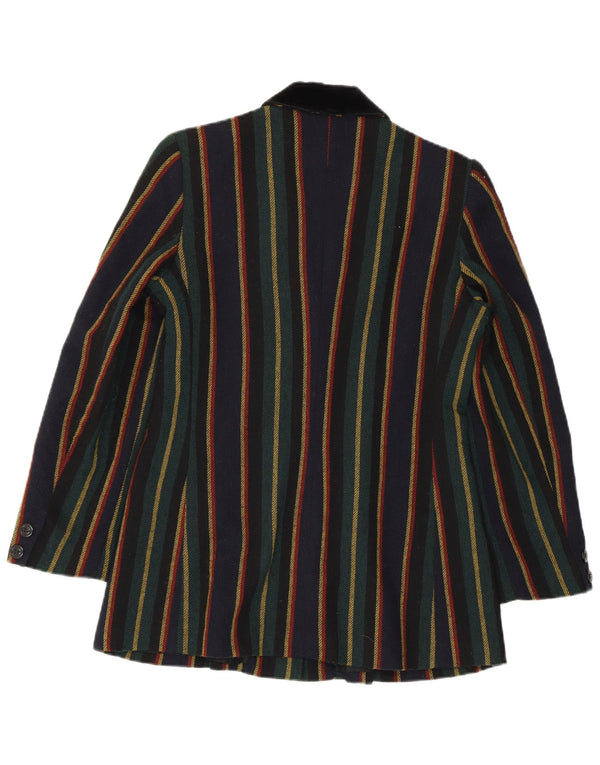 Giacca blazer da donna a 2 bottoni VINTAGE UK 10 piccola a righe multicolore