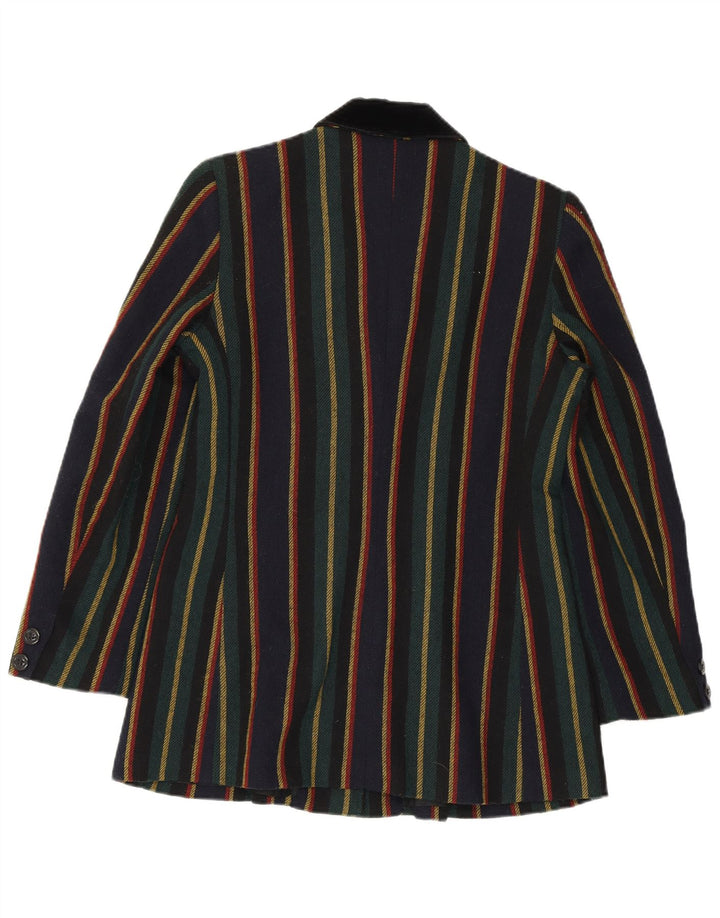 Giacca blazer da donna a 2 bottoni VINTAGE UK 10 piccola a righe multicolore