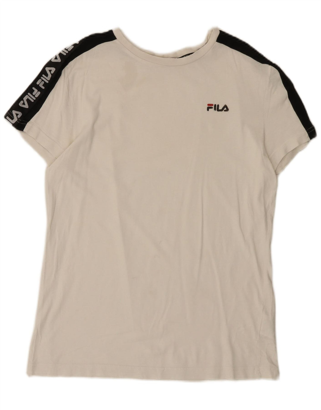 T-shirt grafica da uomo Fila Top Small in cotone color block bianco