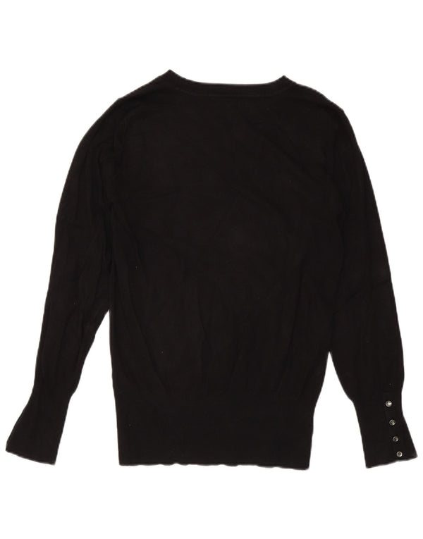 Guess Womens Crew Neck Jumper Sweater UK 12 Medium Black Viscose