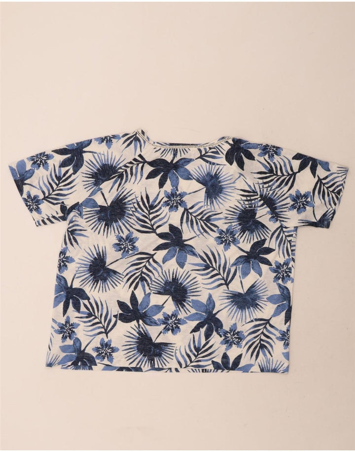 MARKS & SPENCER Womens T-Shirt Top UK 24 4XL Blue Floral Polyester Vintage Marks & Spencer and Second-Hand Marks & Spencer from Messina Hembry 
