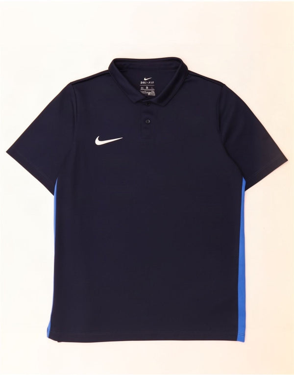 Nike Boys Dri Fit Polo Shirt 13-14 Years XL Navy Blue Colourblock Polyester