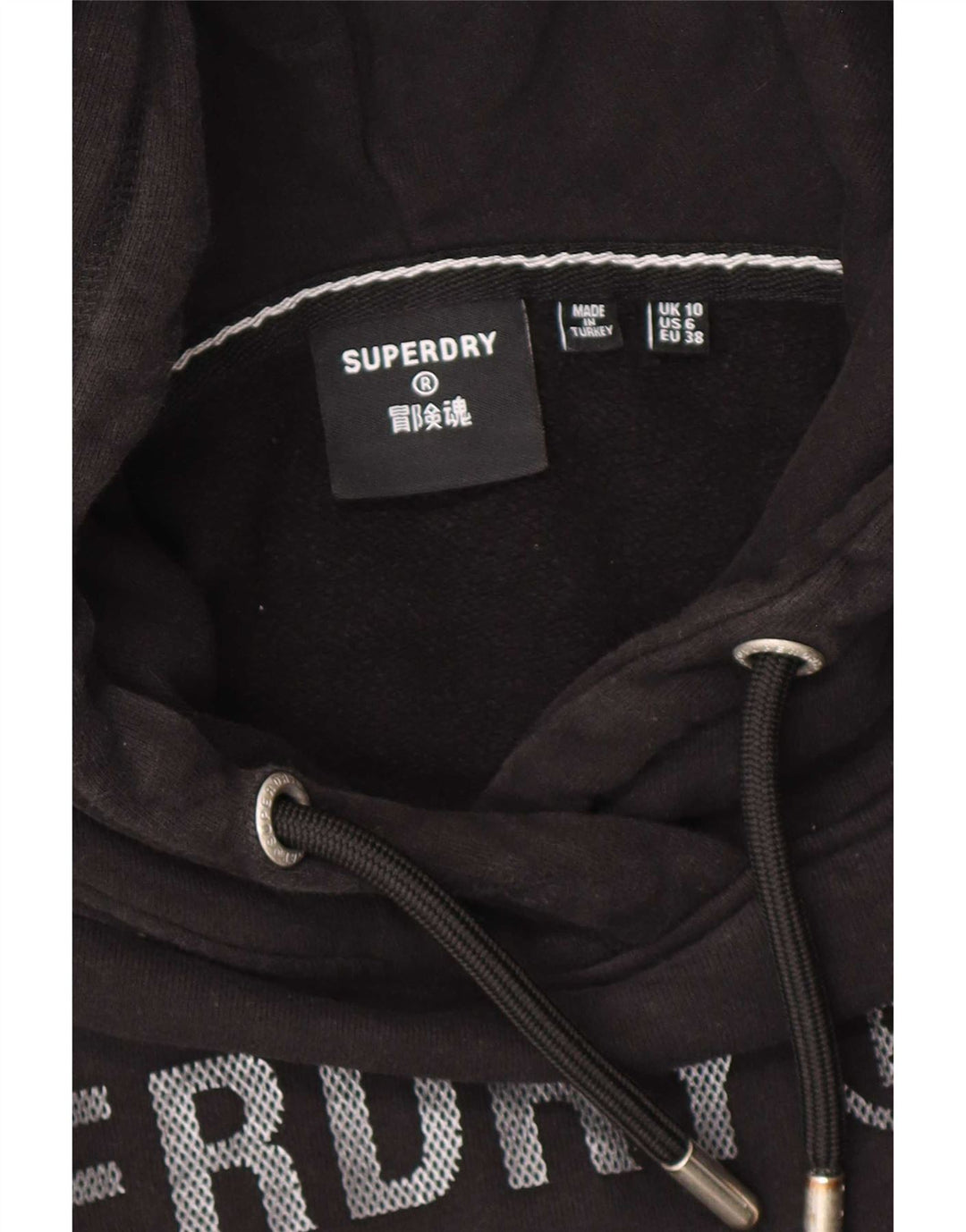 Felpa con cappuccio oversize grafica da donna Superdry UK 10 piccola nera