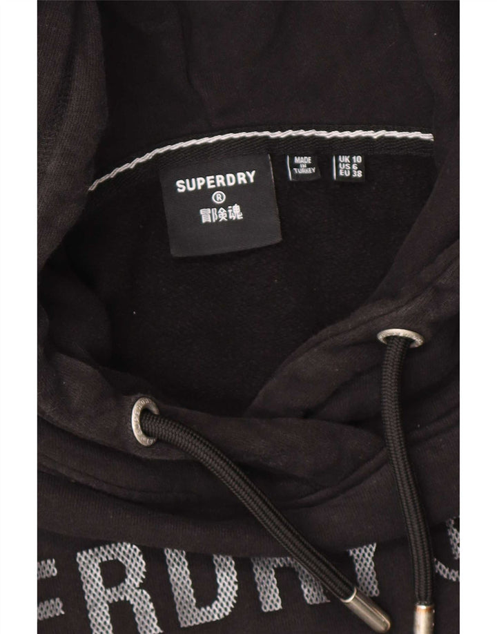 Felpa con cappuccio oversize grafica da donna Superdry UK 10 piccola nera