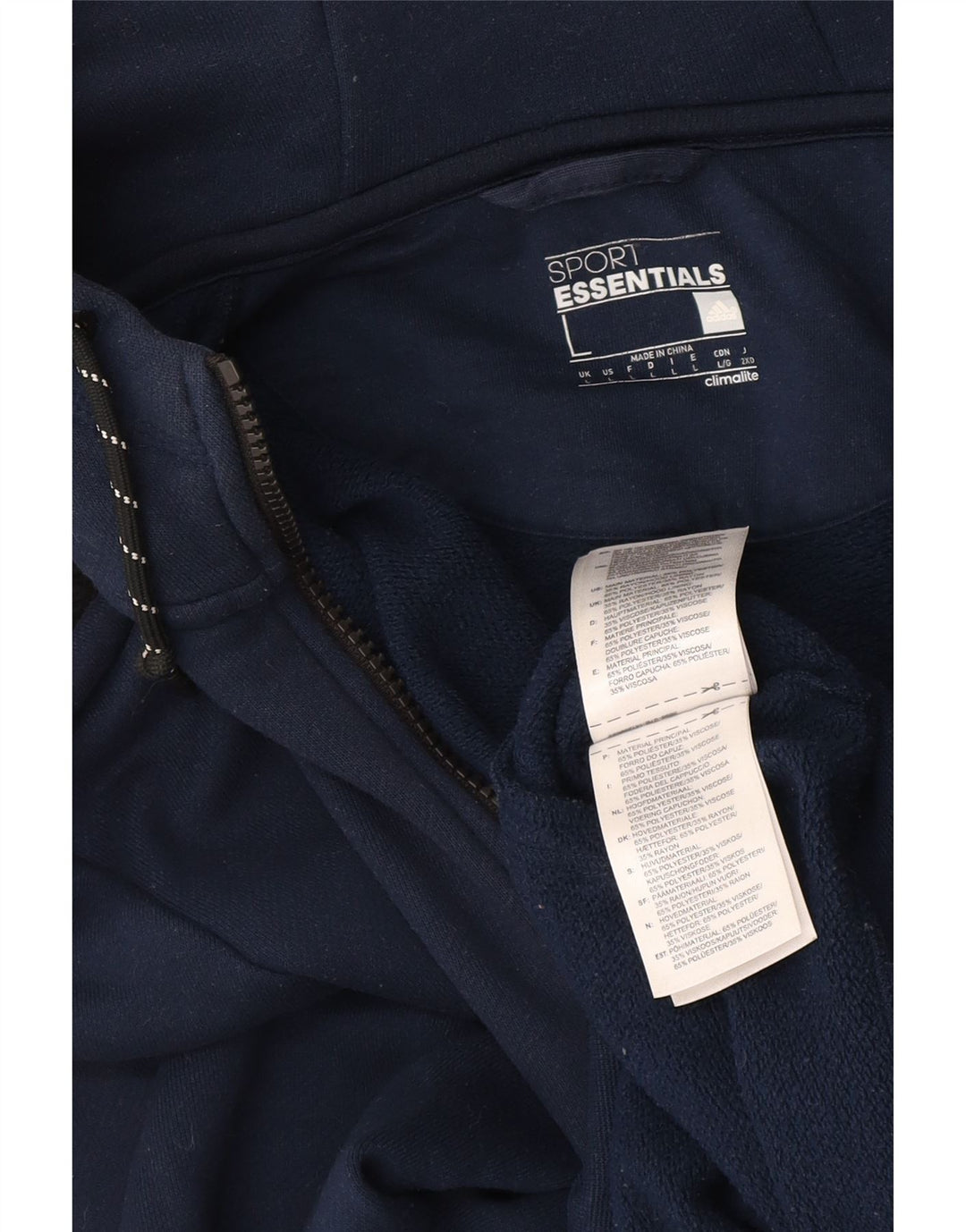 Maglione con cappuccio e zip Adidas Climalite da uomo, grande, in poliestere blu navy