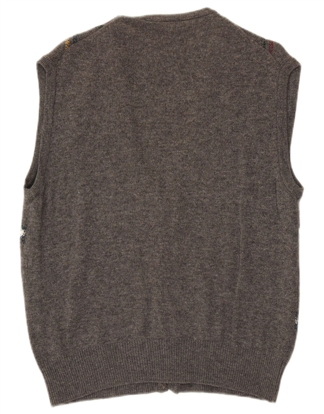 Maglione cardigan senza maniche da uomo VINTAGE grande grigio a rombi/diamante