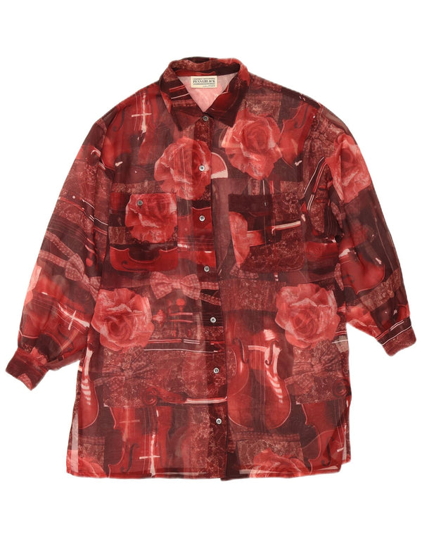 Penny Black Womens Shirt Blouse UK 8 Small Red Floral Polyester