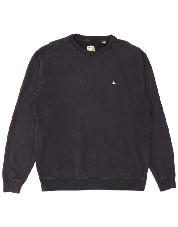 JACK WILLS Felpa da uomo Maglione medio blu navy in cotone