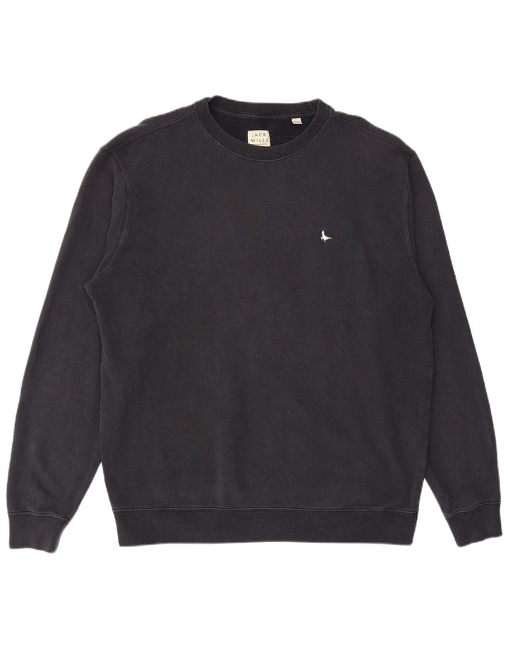 JACK WILLS Felpa da uomo Maglione medio blu navy in cotone