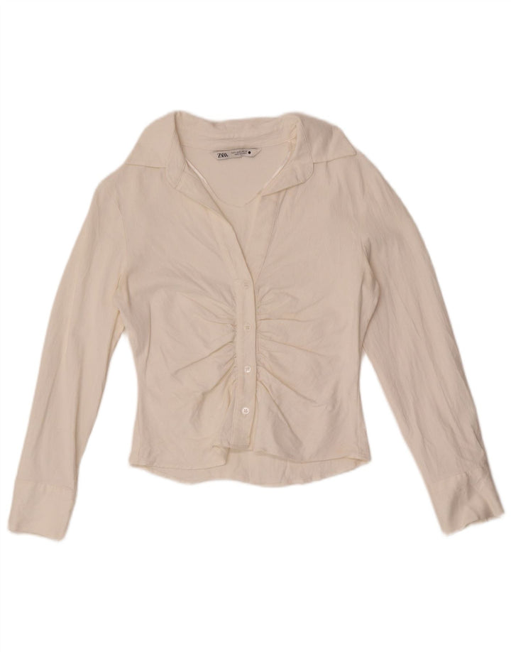 Camicetta corta da donna Zara UK 10 piccola bianca