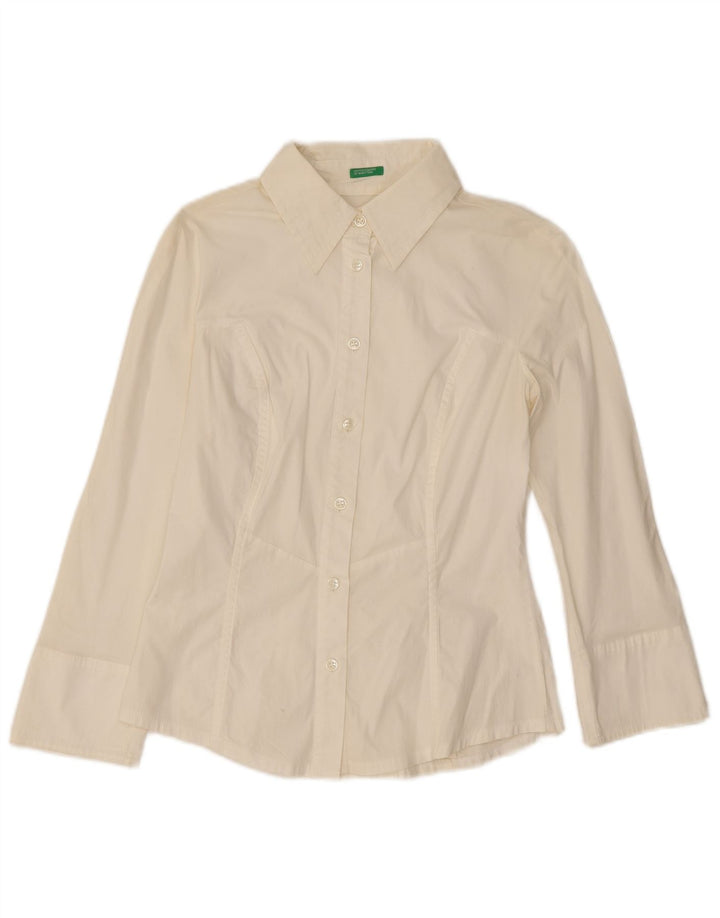 Camicia Benetton Donna UK 10 Small Cotone Bianco