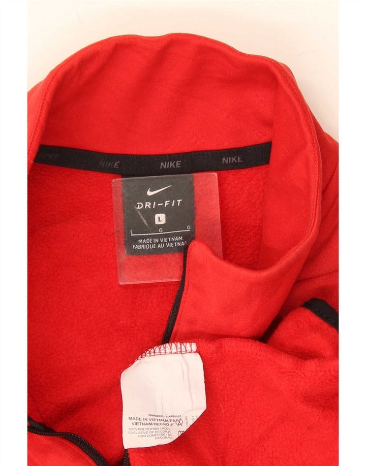 Felpa da uomo Nike Dri Fit con zip e collo, maglione, grande, rosso, in poliestere