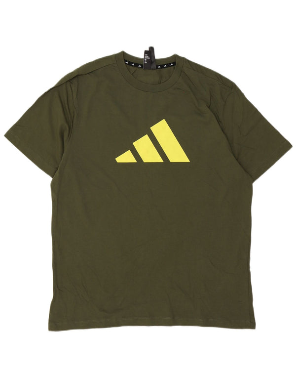 T-shirt grafica da uomo Adidas Top XL in cotone kaki