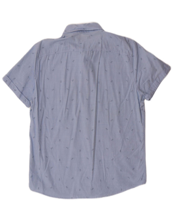 HOLLISTER Camicia a maniche corte da uomo Grande in cotone geometrico blu